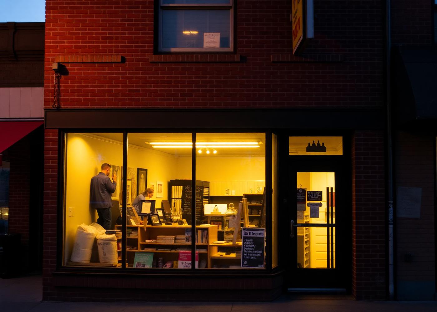 A small local business open in the evening